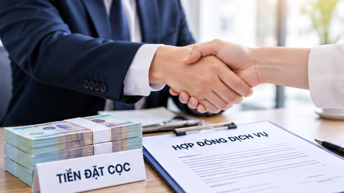 Lập hóa đơn với tiền cọc hợp đồng dịch vụ